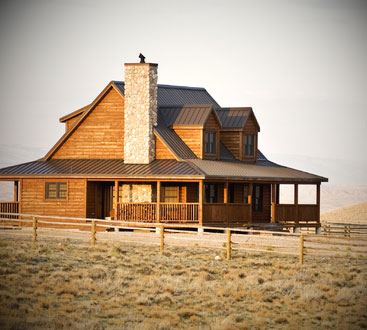 Stone Chimney on Wood Home