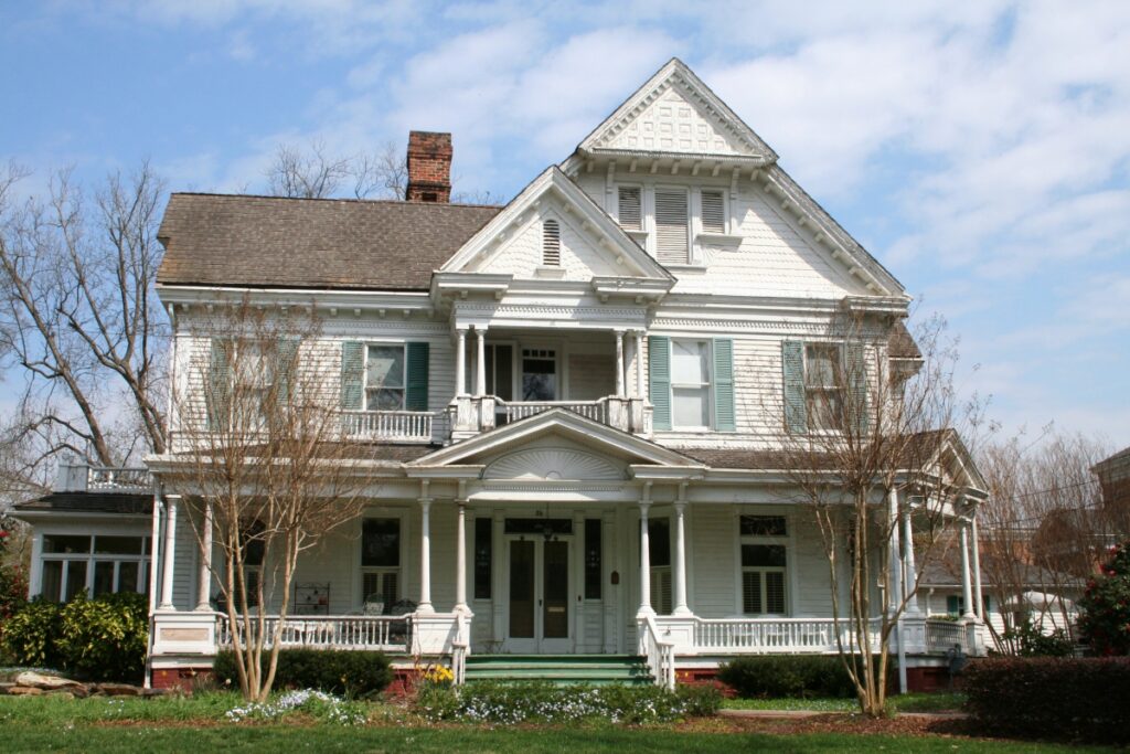 Older White Home With Central Chimney