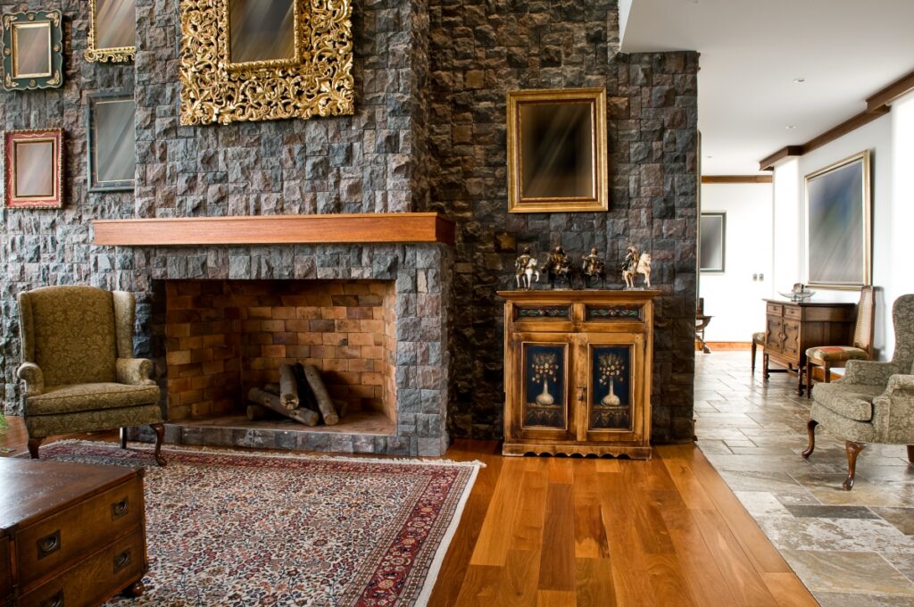 Elegant Stone Fireplace in Living Room