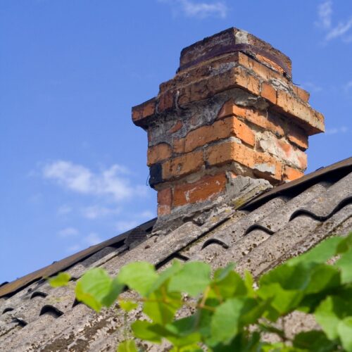 A chimney with a flue cap