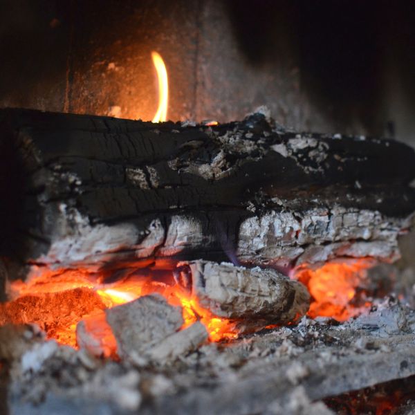 wood burning in a fireplace