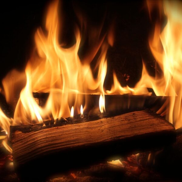 wood burning in a fireplace