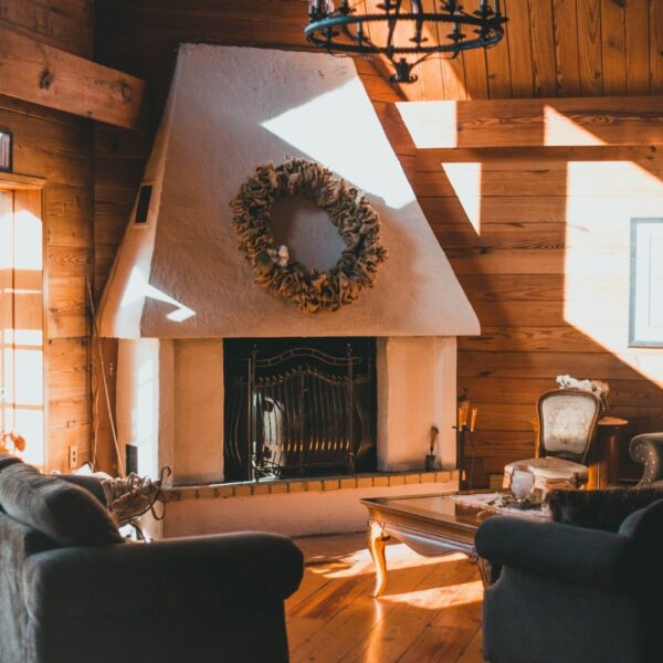 stone fireplace