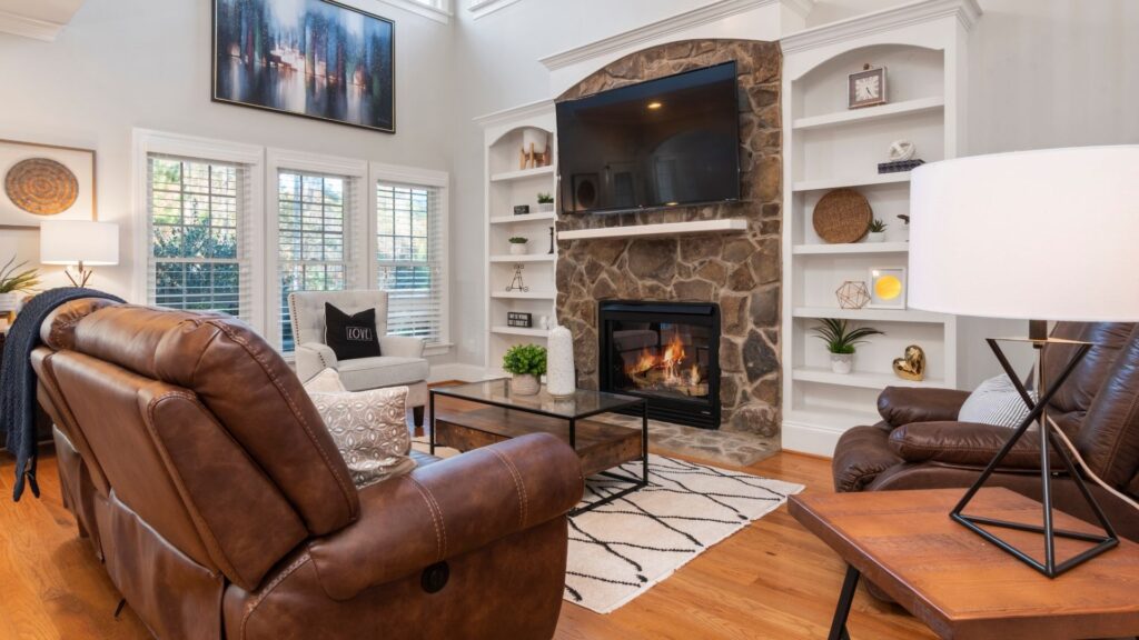 fireplace in living room