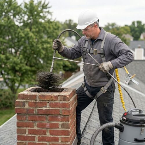 man cleaning chimney