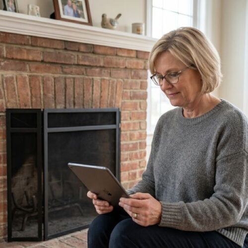 woman on ipad